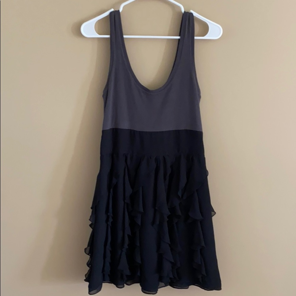 Grey Black Ruffle Express Dress